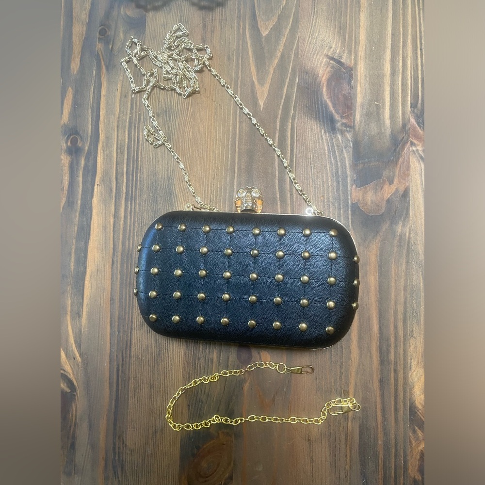 Elegant Black Studded Crossbody Bag